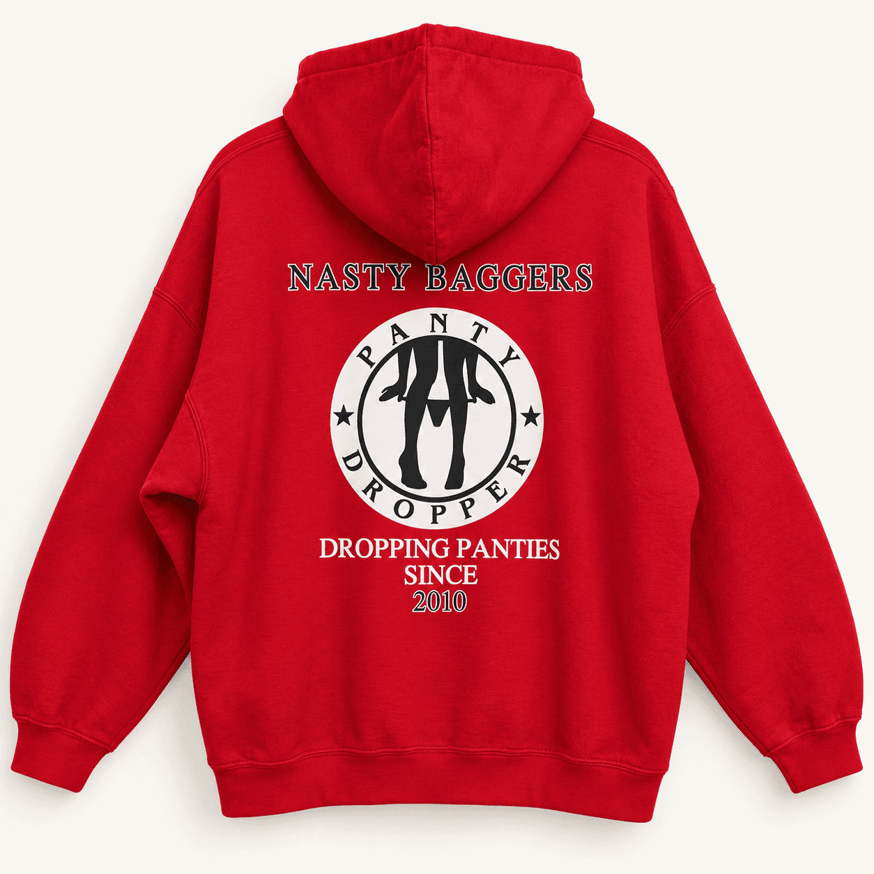 NASTY BAGGERS ‘PANTY DROPPER’ RED HOODIE